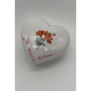 Vintage Limoges Heart- Shaped Porcelain Box Je Vous Aime I Like You Valentine 2"